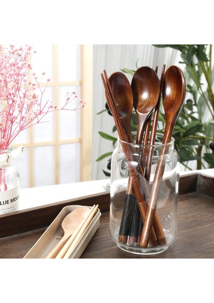 B1 Ahşap Çubuklarını Kaşık Japon Sofra Seti Doğal Ahşap Yemek Takımı Seti Yeniden Kullanılabilir Dayanıklı Suşi Çubuklarını Mutfak Çatal Bıçak Kaşık Seti (Yurt Dışından) modelleri