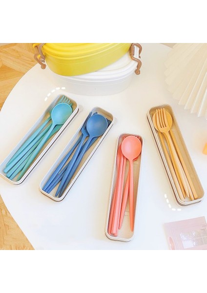 5 Adet Yeşil 1 Takım Buğday Samanı Sofra Öğrenciler Seyahat Piknik Taşınabilir Çatal Çubuk Kaşık Kılıfı ile Mutfak Aksesuarları ve Gadget (Yurt Dışından)