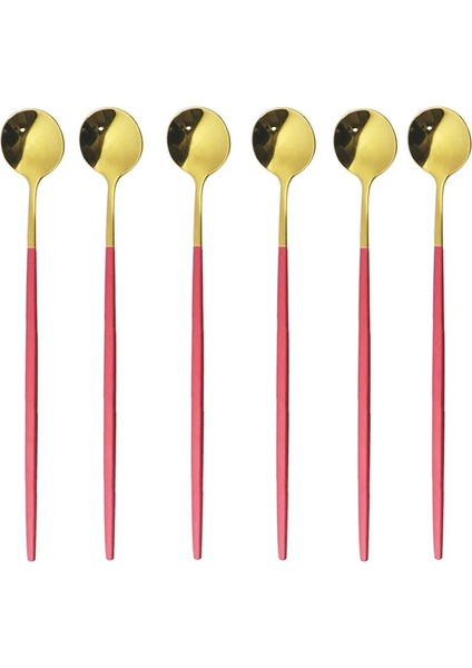 Gümüş 6 Adet Buz Kaşığı Tatlı Kahve Çay Paslanmaz Çelik Uzun Kaşık Seti Karıştırma Kaşıkları Siyah Altın Tatlı Kaşıkları Bar Aksesuarları (Yurt Dışından) fırsatları