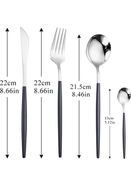 YF3BLACKSILVER1SET Yemek Takımı Altın Çatal Bıçak Kaşık Seti 304 Paslanmaz Çelik Lüks Sofra Takımı Ev Gümüş Çatal Kaşık Bıçak Mutfak Yemek Takımı Dropshipping (Yurt Dışından)