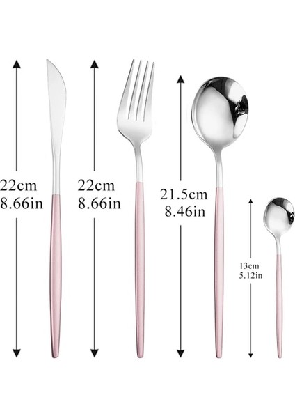 Pinksilver 4 Adet Ayna Altın Paslanmaz Çelik Çatal Bıçak Kaşık Seti Çocuk Çatal Bıçak Çorba Tatlı Buz Kaşığı Komple Akşam Yemeği Yemek Takımı Seti Çubuklarını (Yurt Dışından)
