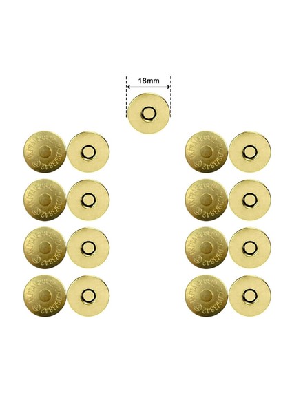 Mıknatıslı Yuvarlak Çanta Çıtçıtı Örgü Çantaya Mıknatıslı Çıtçıt Altın Rengi -18Mm Çap