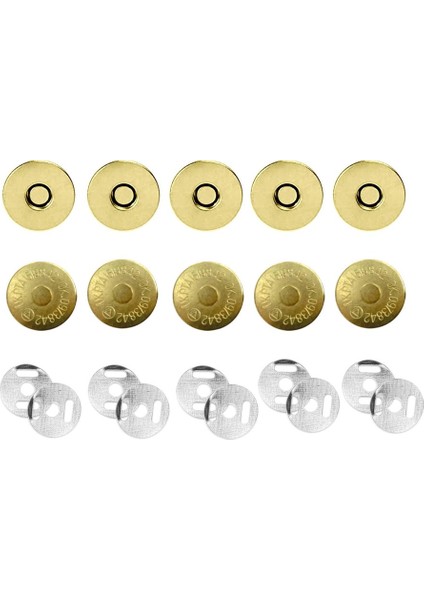 Mıknatıslı Yuvarlak Çanta Çıtçıtı Örgü Çantaya Mıknatıslı Çıtçıt Altın Rengi -18Mm Çap