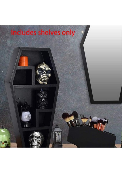 Tabut Rafı - Ev Yatak Odası Oturma Odası Banyo Için Katı Pvc Siyah Yüzen Duvar Rafları - Ürkütücü Gotik Dekor (Yurt Dışından) fiyatları