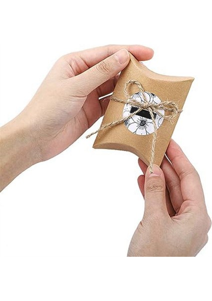 100 Adet Kraft Kağıt Yastık Kutuları, Sicimli Şeker Kutuları, Noel ve Cadılar Bayramı Düğün Hediye Paketleme Kutuları (Yurt Dışından)