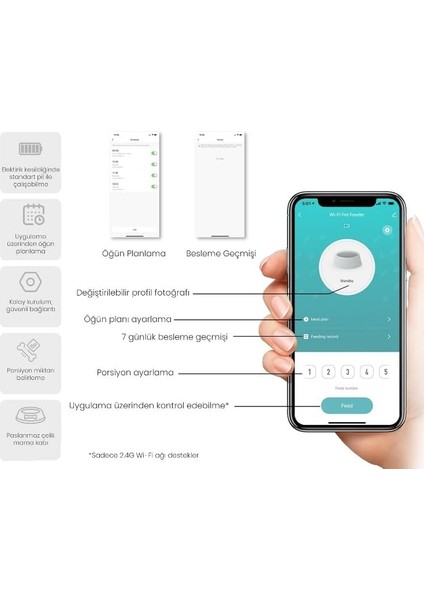 Akıllı Kedi Köpek Otomatik Mama Kabı,wifi Uzaktan Kontrol, 6lt Hazne