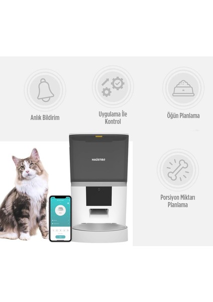 Akıllı Kedi Köpek Otomatik Mama Kabı,wifi Uzaktan Kontrol, 6lt Hazne
