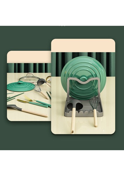 Alüminyum Tava Kapağı Tutucu Kaşık Tencere Kapağı Dayanakları Spatula Standı Mutfak Kolaylık Eşyaları Araçları Aksesuarları, Siyah-Altın (Yurt Dışından) fırsatları