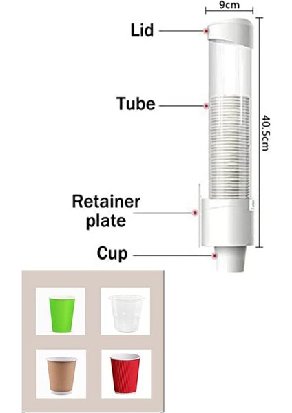 Bardak Dispenseri, Bardak Tutucu 3oz - 7oz Düz Tabanlı Veya Koni Bardaklara Uygun Su Bardakları Dispenseri Duvara Monte Banyo (Yurt Dışından) fırsatları