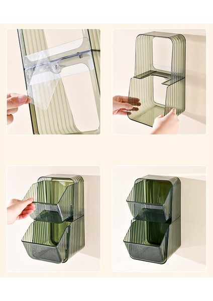 Masaüstü Raf Duvara Monte Çay Poşeti Saklama Kutusu Toz Geçirmez ve Yüksek Kaliteli Çok Fonksiyonlu Şeffaf, Beyaz (Yurt Dışından)