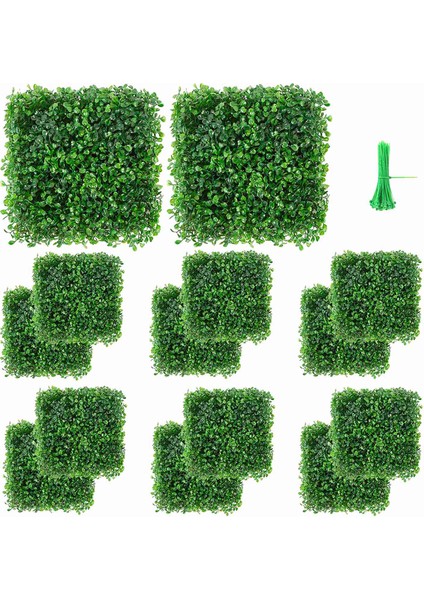 12 Paket 10X10 Inç Yapay Şimşir Çit Mat, Uv Gizlilik Çit Ekranı Yeşillik Paneli (Yurt Dışından)