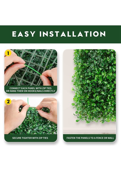 12 Paket 10X10 Inç Yapay Şimşir Çit Mat, Uv Gizlilik Çit Ekranı Yeşillik Paneli (Yurt Dışından)
