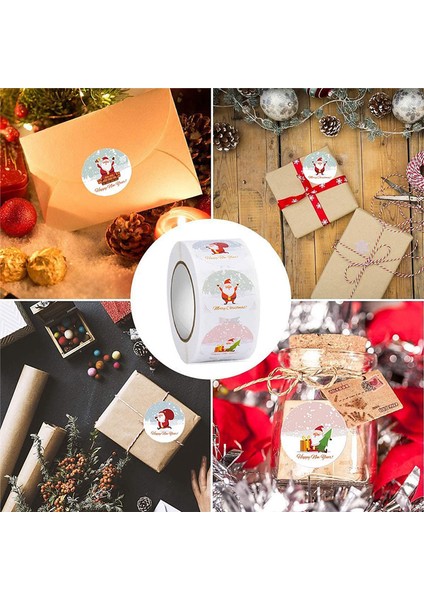 500 Adet Merry Christmas Çıkartmalar Noel Tema Mühür Etiketleri Çıkartmalar Dıy Hediye Paketi Zarf Kırtasiye Dekor C (Yurt Dışından) fırsatları