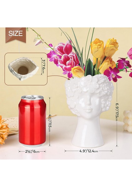 Dekor Için Beyaz Seramik Çiçek Vazo, Modern Stil Kadın Formu Yüz Vazo, Ev Ofis Dekoru Için Benzersiz Çiçek Vazo -A (Yurt Dışından) fiyatları