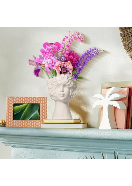 Dekor Için Beyaz Seramik Çiçek Vazo, Modern Stil Kadın Formu Yüz Vazo, Ev Ofis Dekoru Için Benzersiz Çiçek Vazo -A (Yurt Dışından) modelleri