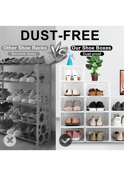 Ayakkabı Saklama Kutusu, Şeffaf Şeffaf Ayakkabı Saklama Kutuları Sert Plastik Istiflenebilir Organizatör Konteynerleri Kutuları Beyaz (Yurt Dışından) modelleri