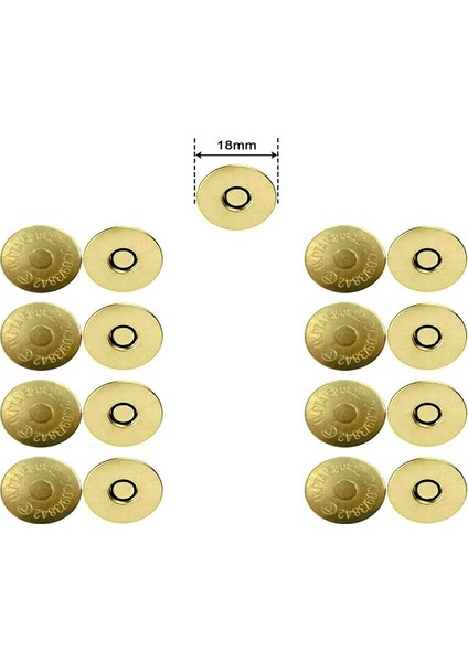 Mıknatıslı Yuvarlak Çanta Çıtçıtı Örgü Çantaya Mıknatıslı Çıtçıt Altın Rengi -18Mm Çap