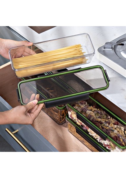 Spagetti Kabı Gıda Saklama Kutusu Şeffaf Tahıl Mühür Tankı Hava Geçirmez Şeffaf Makarna Kabı Kare Erişte Kutusu (Yurt Dışından) fırsatları
