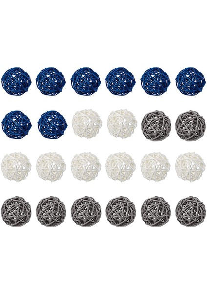 Rattan Süsler Dekoratif Top Dekorasyon Ev Dekor Odası Mutfak Düğün Süslemeleri, Koyu Mavi, Gri, Beyaz (Yurt Dışından)