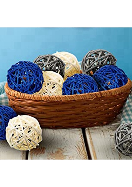 Rattan Süsler Dekoratif Top Dekorasyon Ev Dekor Odası Mutfak Düğün Süslemeleri, Koyu Mavi, Gri, Beyaz (Yurt Dışından) indirimleri