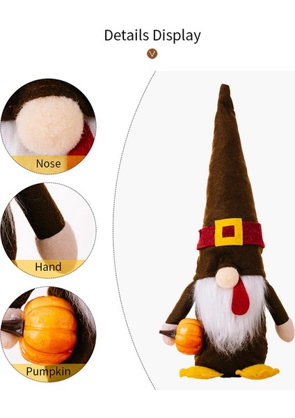 Dekorasyon Hasat Festivali Türkiye Yüzü Olmayan Rudolph Gnome Gnome Akçaağaç Yaprağı Bebekler Kabak (Yurt Dışından)