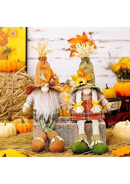 Sonbahar Dekor Gnomes Peluş Sonbahar Süslemeleri Ev Için 2 Adet Çiftlik Evi Için Cadılar Bayramı Süslemeleri Sonbahar Kabak Dekor (Yurt Dışından)