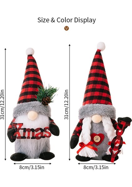 Noel Süslemeleri Noel Şapkası Heykelcik Kırmızı ve Siyah Alfabe Ayakta Gnome Erkek (Yurt Dışından)