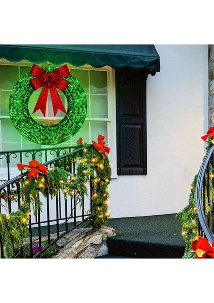 Ön Aydınlatmalı Dış Mekan Noel Çelengi Dekorasyonu, Noel Süslemeleri Işıklar Altın ile Açık Havada Kutsal Noel Çelengi (Yurt Dışından) modelleri