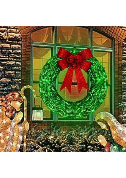 Ön Aydınlatmalı Dış Mekan Noel Çelengi Dekorasyonu, Noel Süslemeleri Işıklar Altın ile Açık Havada Kutsal Noel Çelengi (Yurt Dışından) fırsatları