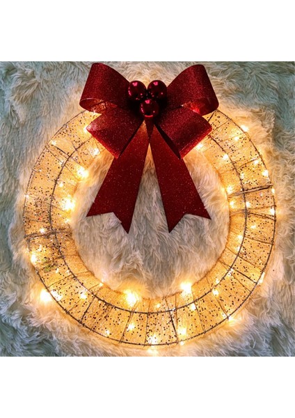 Ön Aydınlatmalı Dış Mekan Noel Çelengi Dekorasyonu, Noel Süslemeleri Işıklar Altın ile Açık Havada Kutsal Noel Çelengi (Yurt Dışından) indirimleri