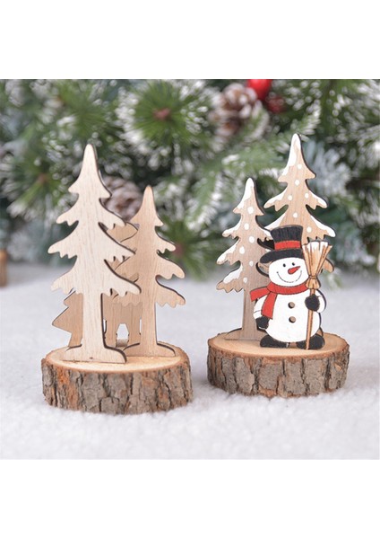 Noel Süs Ahşap Masa Dekorasyonu Noel Ağacı Noel Baba Kar Melek Tipi Ev Süsleri Oturma Odası Süsleri (Yurt Dışından)