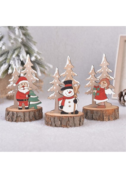 Noel Süs Ahşap Masa Dekorasyonu Noel Ağacı Noel Baba Kar Melek Tipi Ev Süsleri Oturma Odası Süsleri (Yurt Dışından)