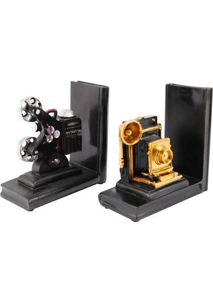 Retro Kamera Bookend Film Film Projektör Siyah Gümüş Koleksiyoncu Projesi Kitaplık Vintage Takı Çalışma Odası Çalışma Ev Dekorasyonu (Yurt Dışından)