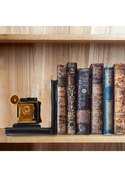 Retro Kamera Bookend Film Film Projektör Siyah Gümüş Koleksiyoncu Projesi Kitaplık Vintage Takı Çalışma Odası Çalışma Ev Dekorasyonu (Yurt Dışından)