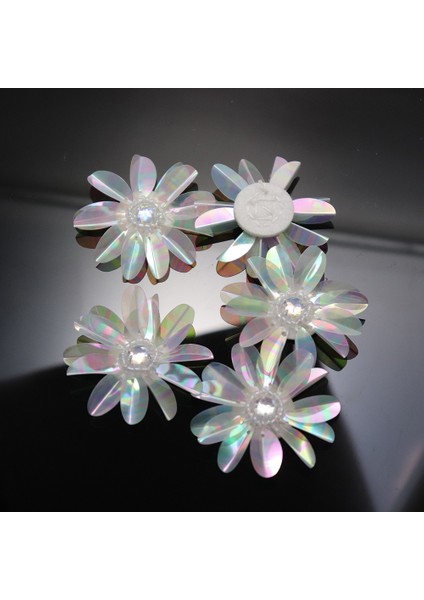 6 Adet Sedefli 2 1/2 Inç Payet Çiçekler Rhinestones Boncuk Aplike, Kristal Boncuklu Çiçek Aplike (Yurt Dışından) indirimleri