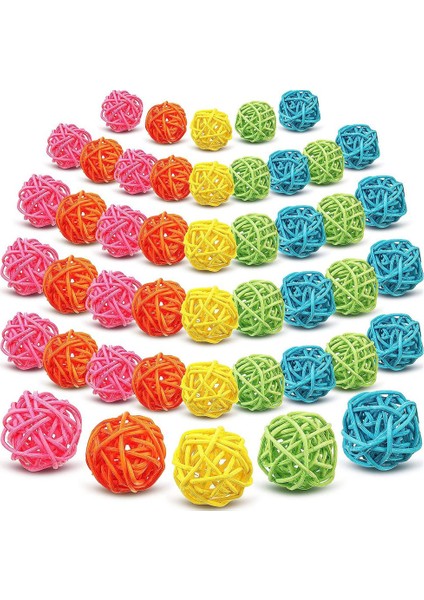 45 Adet Rattan Topları Renk Dekor Dekoratif Vazo Dolgu Masa Düğün Dekorasyon Bebek Duş Doğum Günü Partisi Için, 1.6 Inç (Yurt Dışından)