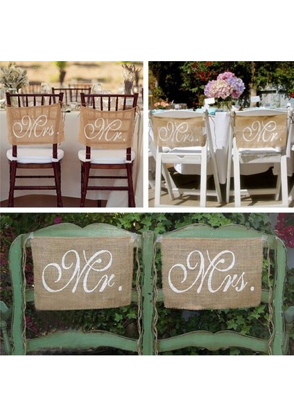 Bay ve Bayan Çuval Bezi Sandalye Afiş Seti Sandalye Işareti Çelenk Rustik Düğün Fotoğraf Arka Plan Zemin Parti Sandalye Dekorasyon (Yurt Dışından) fiyatları