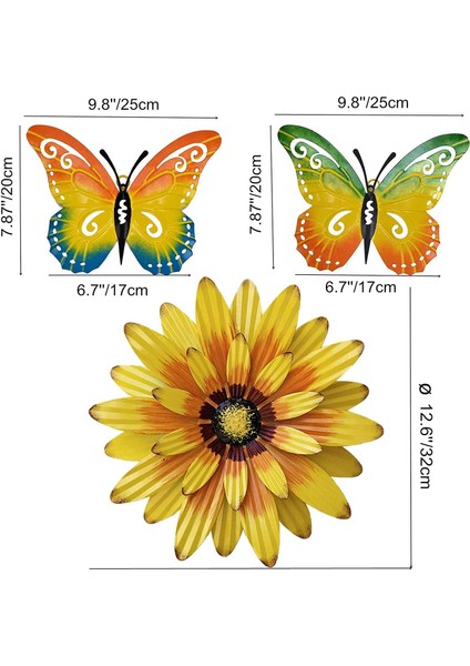 3 Set Metal Kelebek ve Çiçek Duvar Dekoru Dış Mekan Duvar Sanatı, Ev Bahçe Yard Çit Sundurma Ağacı Için Duvar Heykelleri (Yurt Dışından) fiyatları
