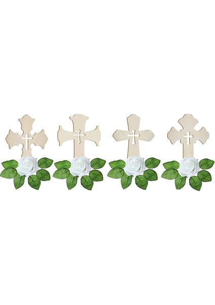 Ayaklı Ahşap Ahşap Haç Tabanlı El Sanatları 16 Parça Beyaz Gül (Yurt Dışından) fiyatları