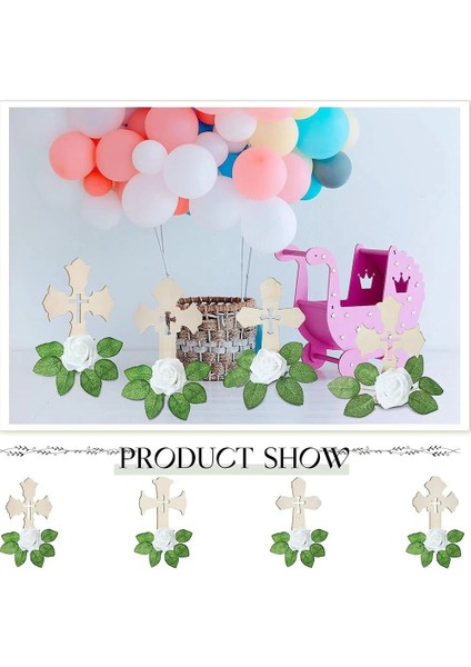 Ayaklı Ahşap Ahşap Haç Tabanlı El Sanatları 16 Parça Beyaz Gül (Yurt Dışından) fırsatları