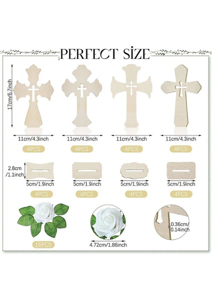 Ayaklı Ahşap Ahşap Haç Tabanlı El Sanatları 16 Parça Beyaz Gül (Yurt Dışından) indirimleri