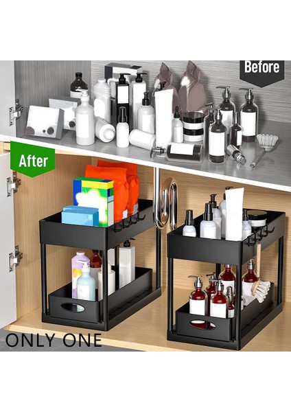 Alt Sürgülü Dolap Sepeti Düzenleyici, 2. Kat Soyunma Alt Banyo Lavabo Saklama Kutusu (Yurt Dışından) indirimleri