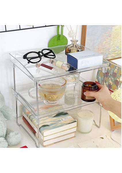 Akrilik Şeffaf Masaüstü Saklama Kutusu Öğrenci Yurdu Ofis Depolama Rafı Ev Katlanabilir Yükseltme Rafı (Yurt Dışından) modelleri