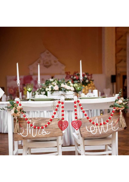 2 Parça Günü Kalp Ahşap Boncuk Çelenkler Çiftlik Evi Boncuk Asılı Çelenkler Ev Partisi Dekoru Için (Yurt Dışından) fırsatları