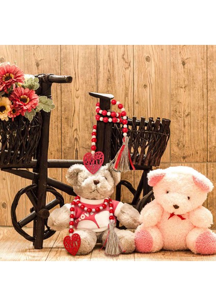 2 Parça Günü Kalp Ahşap Boncuk Çelenkler Çiftlik Evi Boncuk Asılı Çelenkler Ev Partisi Dekoru Için (Yurt Dışından) indirimleri