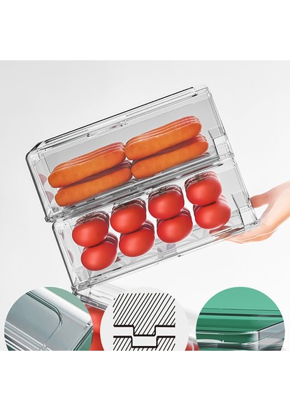 Çekmece Buzdolabı Saklama Kutusu Meyve Şeffaf Organizatör Kovaları Sebze Et Dondurucu Buzdolabı Istiflenebilir Mutfak Eşyaları F (Yurt Dışından) indirimleri