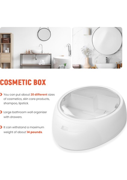 Banyo Için Duvara Monte Makyaj Kutusu Organizatör/banyo Için Su Geçirmez Kozmetik Saklama Kutusu/kapasiteli Banyo (Yurt Dışından) indirimleri