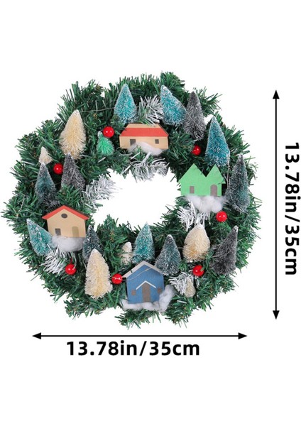 Noel Süslemeleri - Ön Kapı Için Noel Çelenkleri-Noel Köyü Çelengi - Ev Duvar Penceresi Iç Mekan Için Tatil Dekoru (Yurt Dışından) modelleri