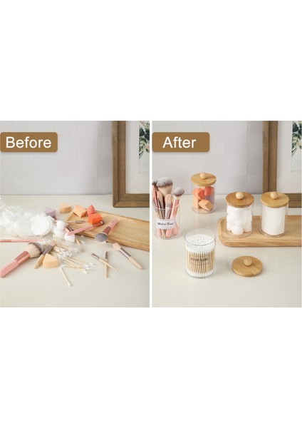 Bambu Kapaklı 6'lı Paket Tutucu Dağıtıcı Seti, Banyo Teneke Kutu Aksesuarları, Depolama Düzenleyici, Şeffaf (Yurt Dışından) modelleri