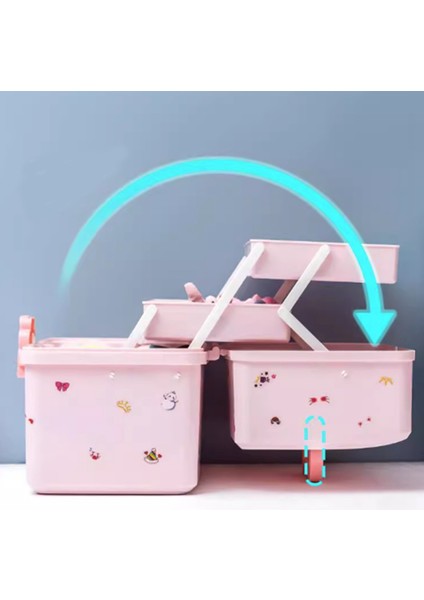 Lastik Bant Saklama Pembe Çocuk Saç Aksesuarları Saklama Kutusu Çok Katmanlı Saç Aksesuarları Saklama Kutusu (Orta) (Yurt Dışından) indirimleri